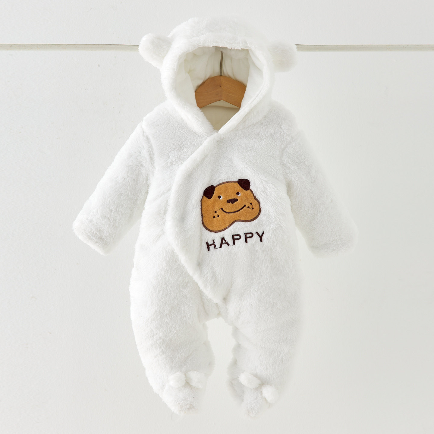 婴儿连体衣男女宝宝棉衣长毛斑点狗冬季衣服外出服保暖卡通冬装厚