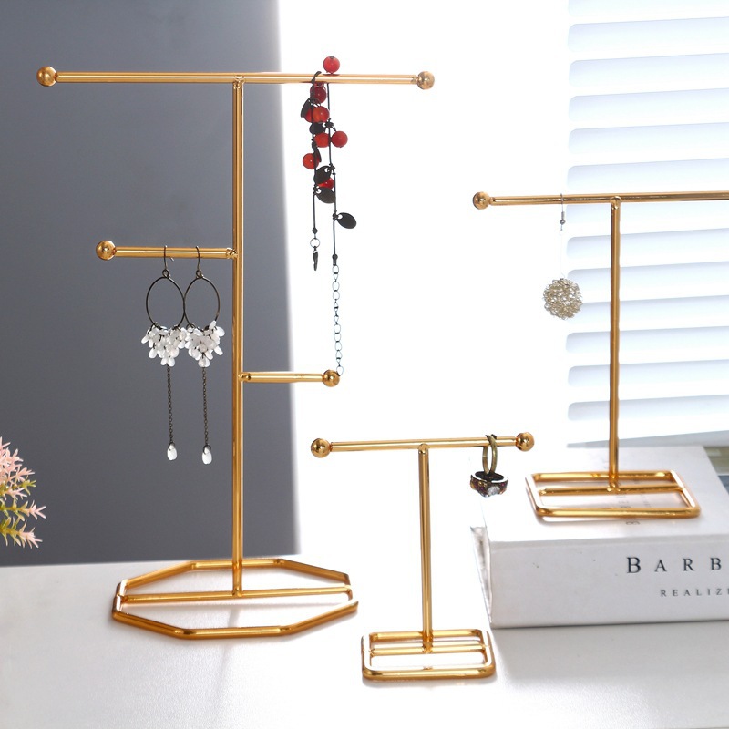 New Electroplating Gold Jewelry Display Stand Home Desktop Jewelry Storage Rack Hanging Earrings Rack Necklace Display Rack display picture 1