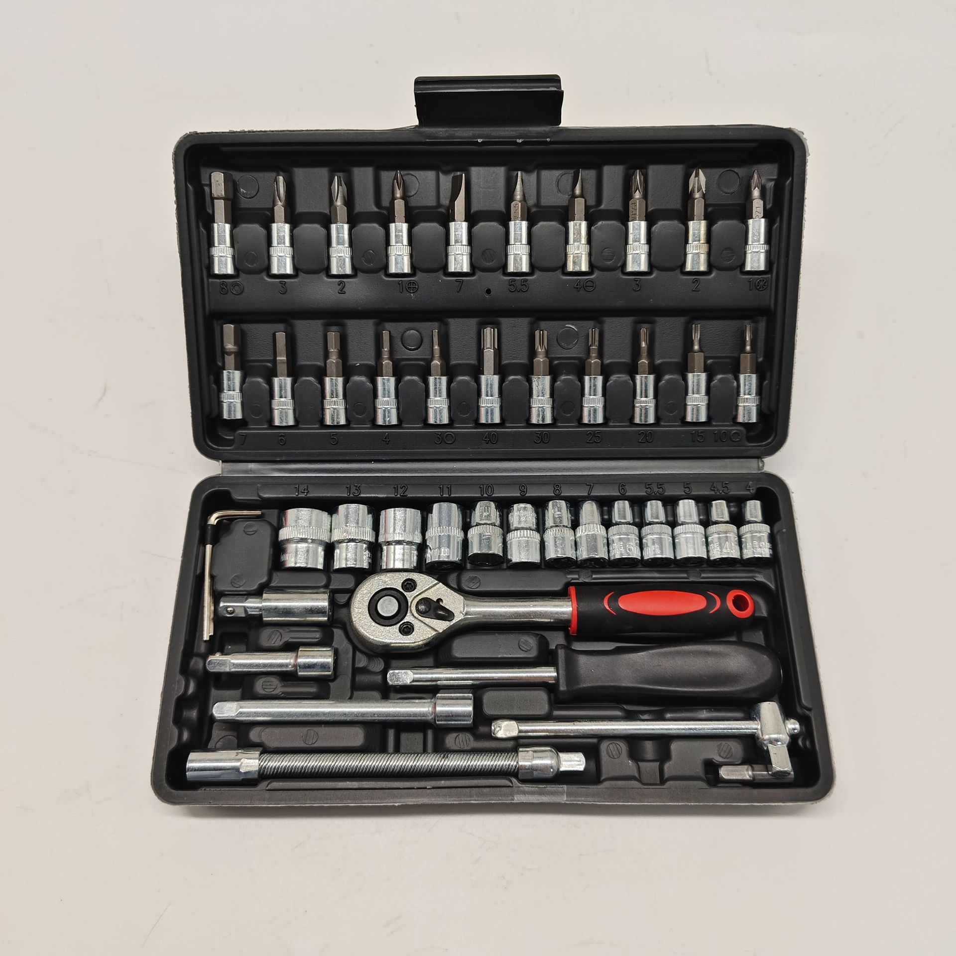 46 piezas de combinación de herramientas de llave de tubo 1/4 pequeña llave de destornillador de trinquete con reparación de vapor juego de manga pequeña hardware