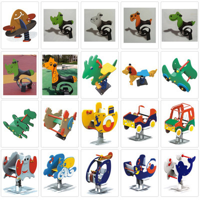 Caballo de Troya al aire libre caballo mecedora para niños individuales y dobles primavera de dibujos animados sacudiendo Yaole instalaciones de entretenimiento Balancín comunitario multifuncional