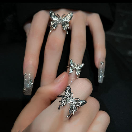Liquid Butterfly Open Ring for Women, Niche, Light Luxury, Trendy, Exquisite, High-End, Cool Style, Index Finger Ring, Fashionable and Personality