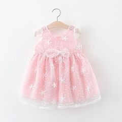 1068 foreign trade children's wear wholesale summer new girls 'lace dress sleeveless children's bowknot gauze dress princess dress