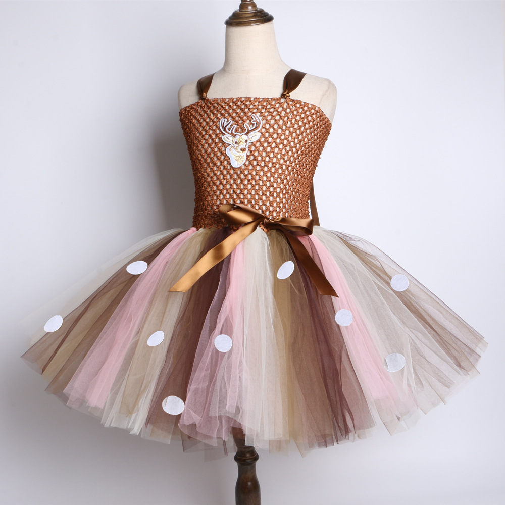 Europa y América falda del tutú alces comercio exterior niños de malla hecha a mano pettiskirt Navidad vestido la muchacha con diadema