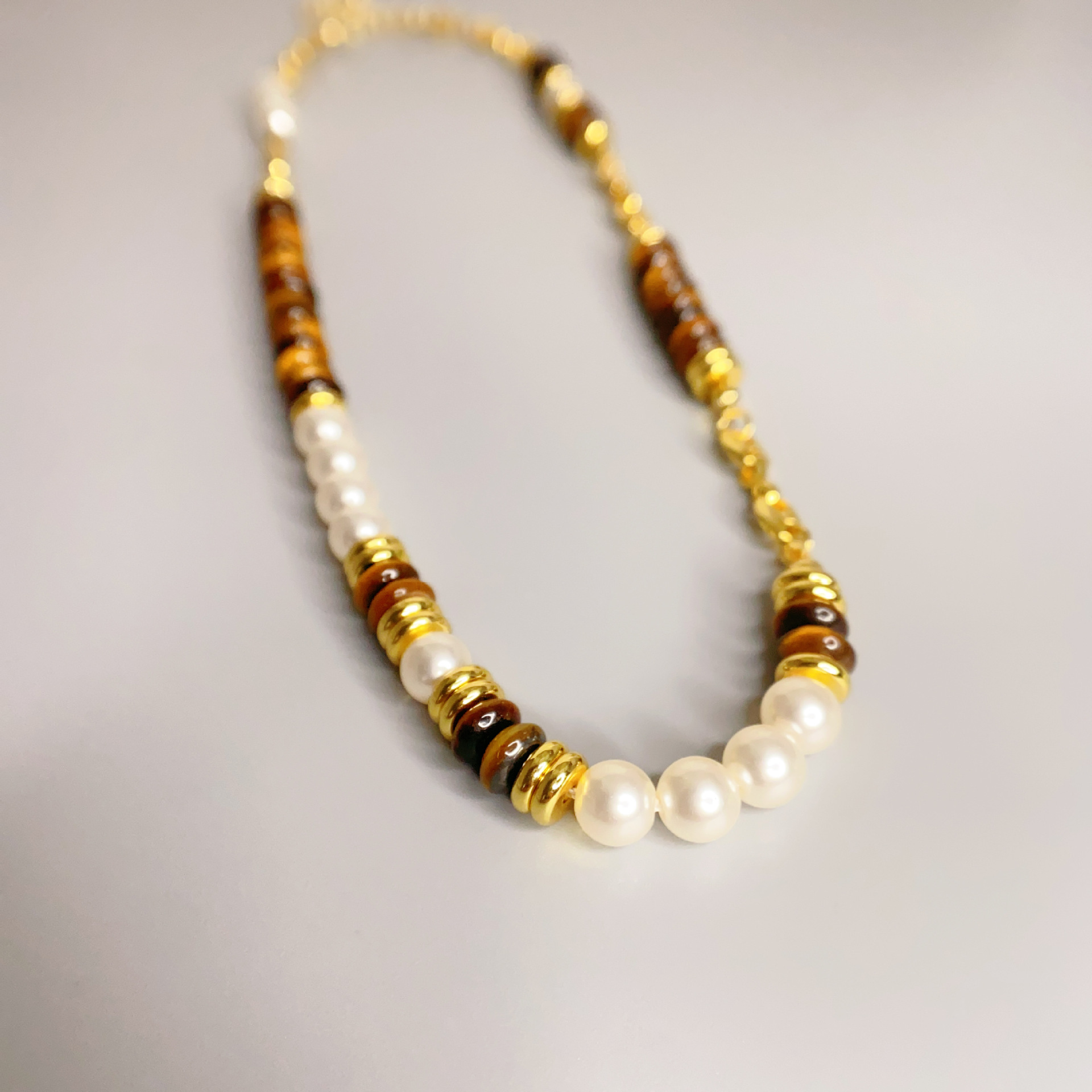 新款施家珍珠金豆豆串珠復古時尚鎖骨鏈頸鏈輕奢高級感項鍊女批發