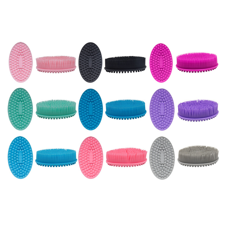 厂家爆款 婴幼儿硅胶洗澡洗头刷 椭圆形洗澡刷按摩洗护工具|ru