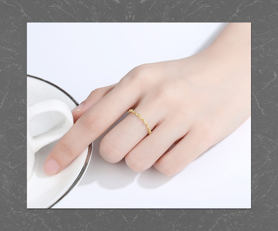 Korean S925 Silver Ring Simple Concave-convex Ring display picture 2