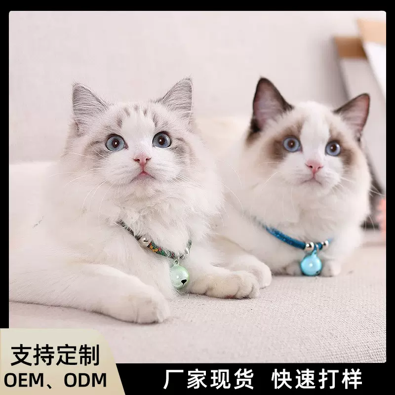 宠物和风猫咪项圈铃铛狗狗新年装饰脖圈宠物编织项链宠物饰品批发