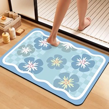 田园风仿硅藻泥卫生间家用浴室吸水防滑可剪裁耐脏餐地垫厂家代发