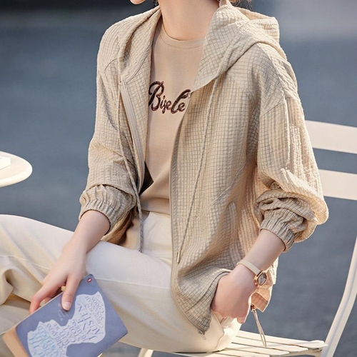 Textured Casual Hooded Jacket for Women - Spring Commute, Simple, Elegant, Versatile, Lightweight, Tencel Top