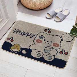 91-120耐脏卡通可爱厨房地垫亚麻橡胶吸水防滑家用脚垫薄款进门口