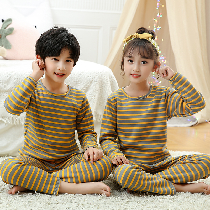 어린이 열 속옷 세트 기모 두꺼운 소녀 가을과 겨울 가을 옷 가을 바지 큰 어린이 바닥 잠옷
