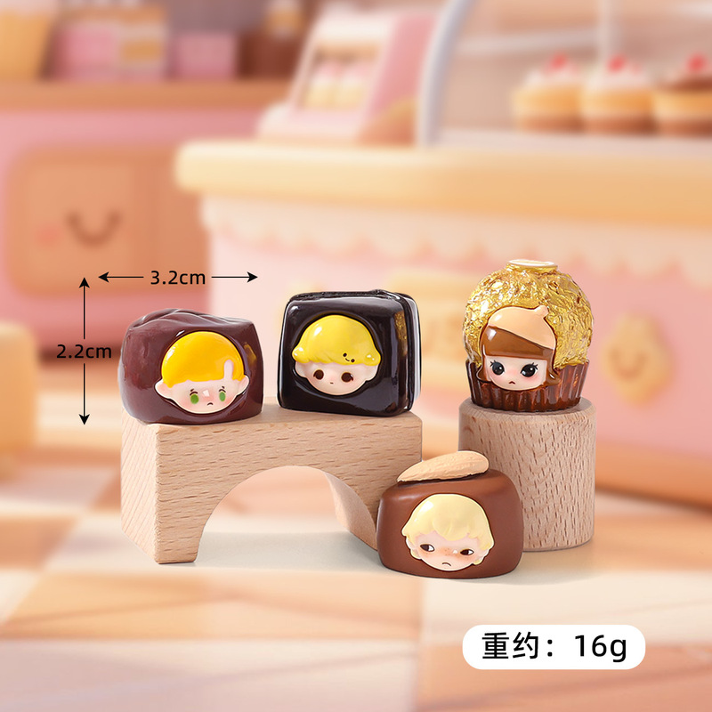 かわいいクリエイティブチョコレートかわいい人形 diy ドールハウス装飾ブラインドボックスアクセサリーミニ樹脂小さな装飾品|undefined