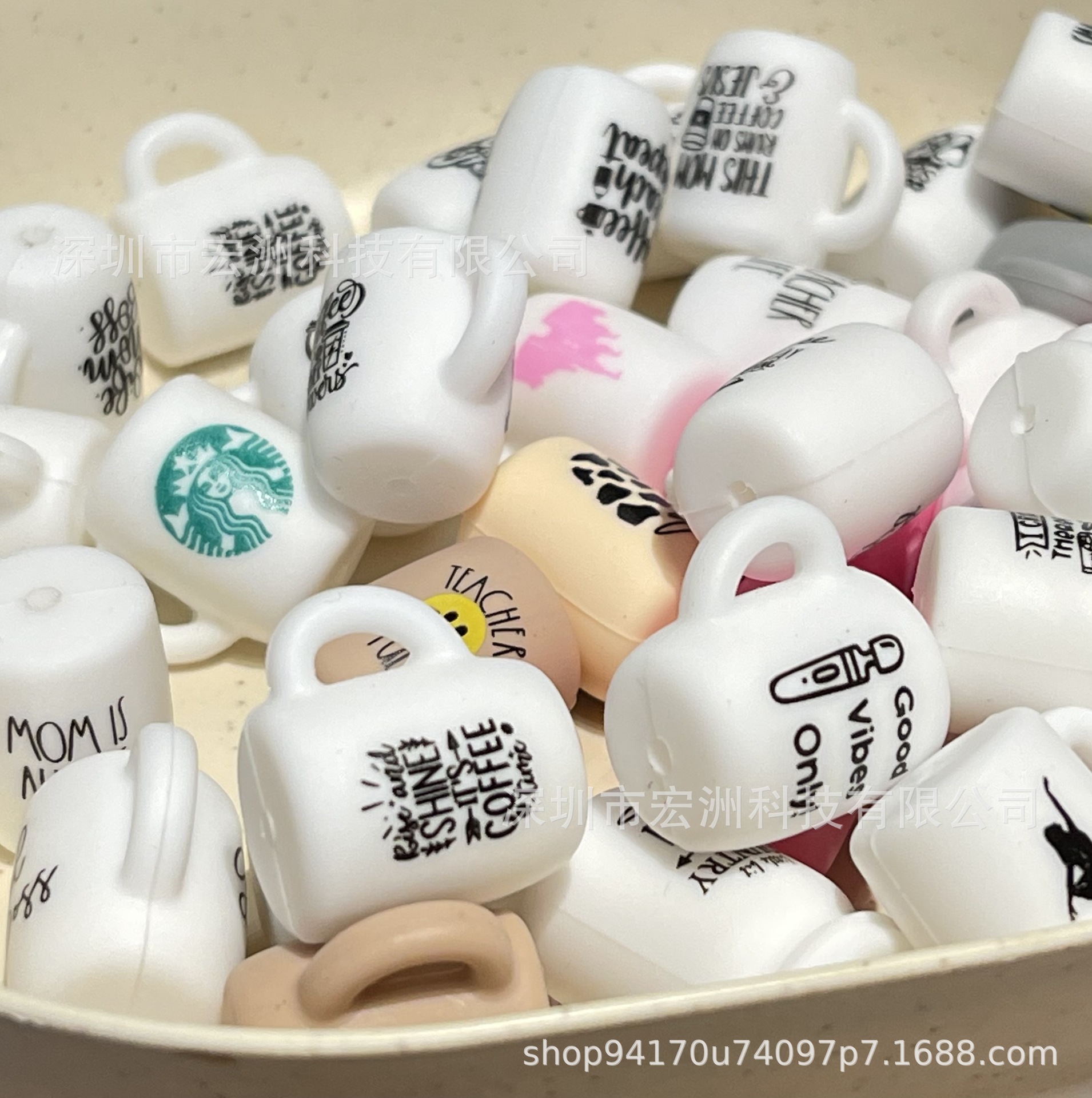 硅胶珠子马克杯水转印珠子DIY配饰婴儿磨牙散珠现货批发