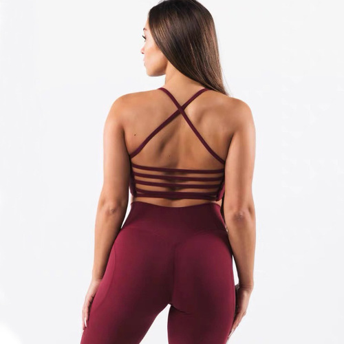 European and American foreign trade cross-border yoga vest women's beautiful back with chest pad high elasticity quick-drying sports fitness strap one piece shipment 