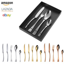 跨境kaya卡雅不锈钢餐具西餐牛排刀叉勺家用创意四件套精品礼盒装