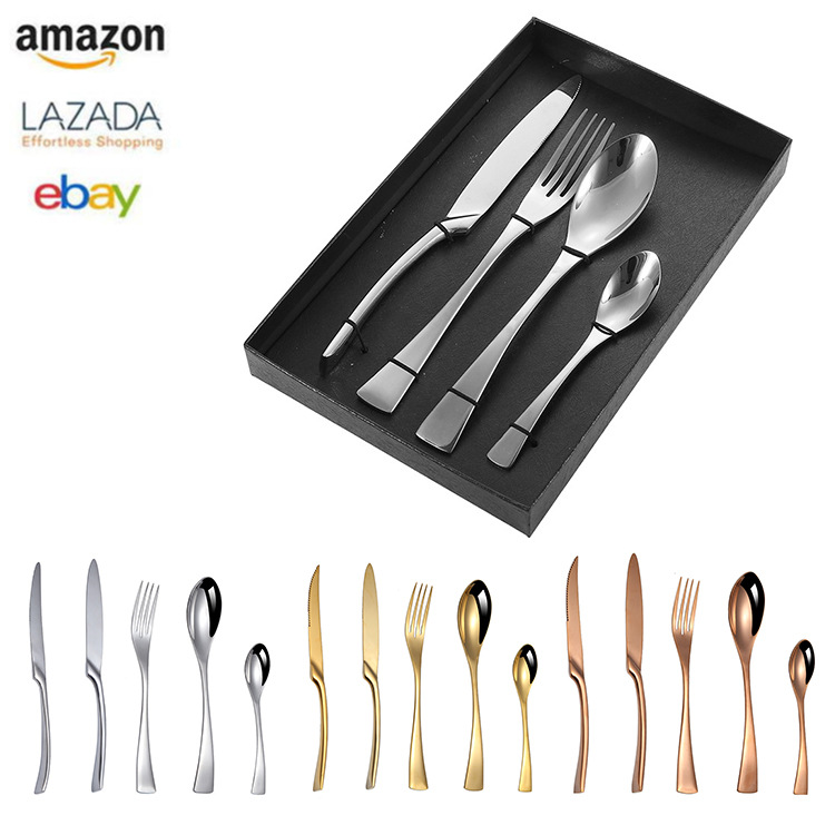 跨境kaya卡雅不锈钢餐具西餐牛排刀叉勺家用创意四件套精品礼盒装