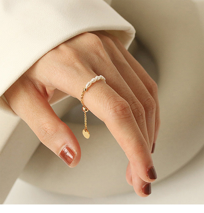 1 Piece Fashion Solid Color Pearl Beaded Women's Rings display picture 1