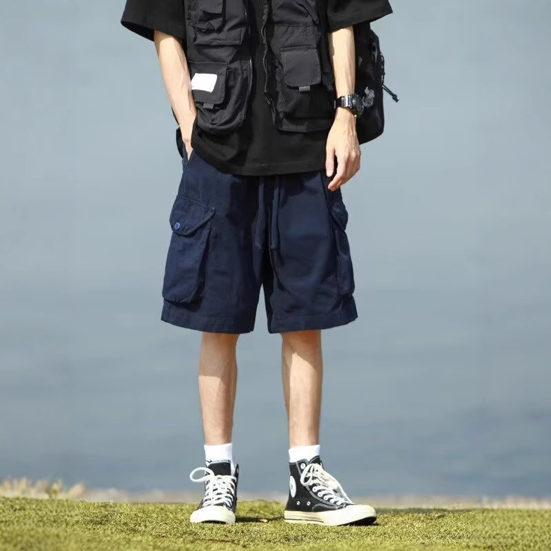Trendy Multi-Pocket Cargo Shorts for Men, Summer Casual Straight-Leg Mid-Length Shorts