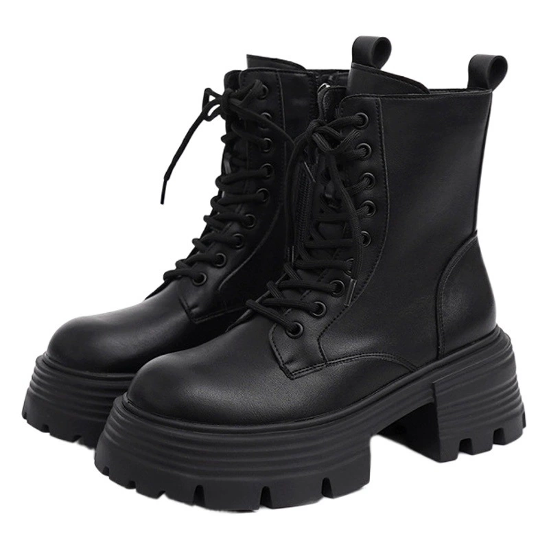 женские ботинки 2021, осенне-зимние новые одинарные ботинки, тонкие ботинки в британском стиле на толстой подошве, короткие сапоги, ботинки на шнуровке