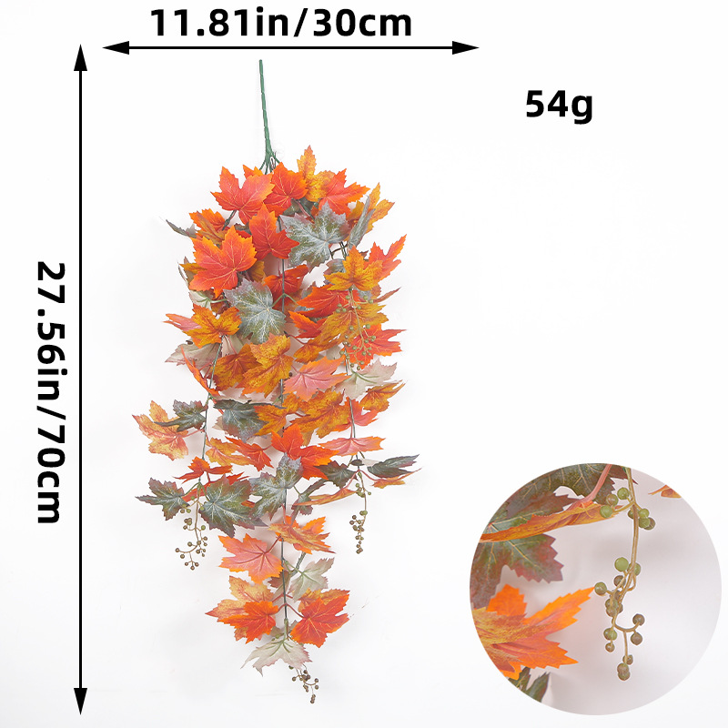 Simulación transfronteriza bayas hojas de arce colgadas en la pared amor puerto otoño Día de Acción de Gracias vid decoración ventana colgando atmósfera de vacaciones