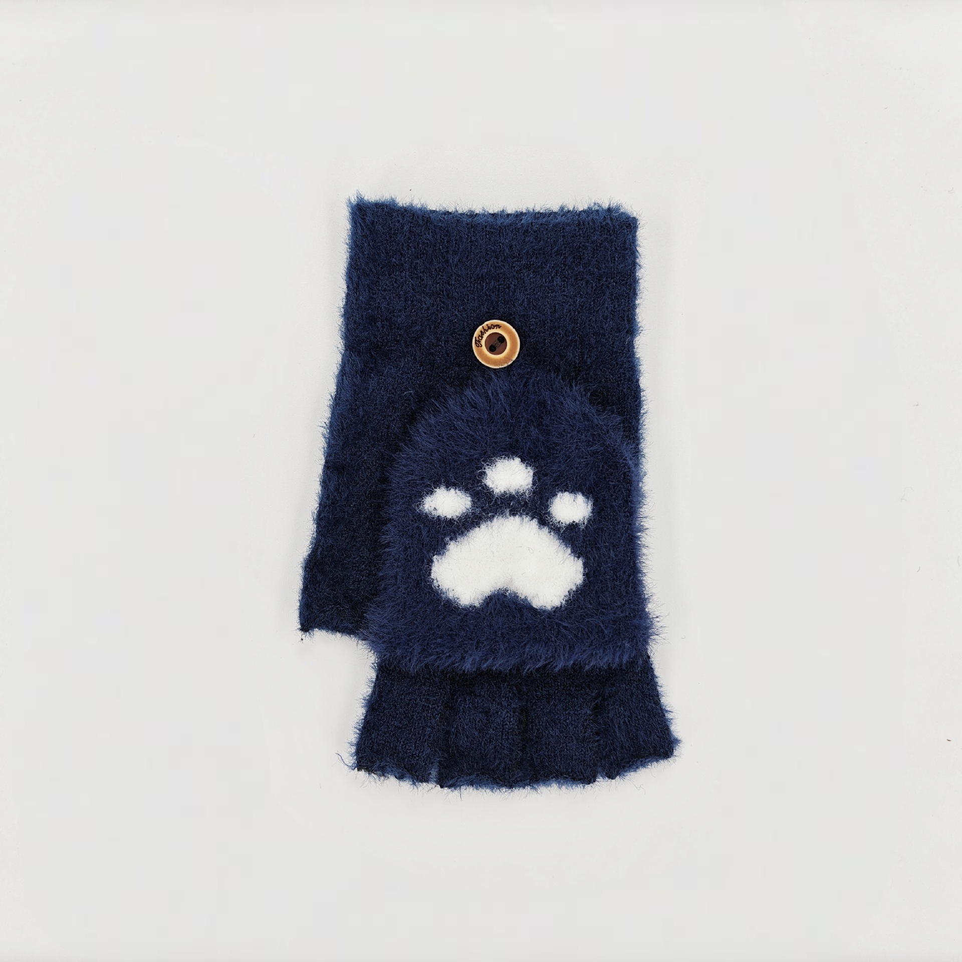 knitted velvet keep warm gloves