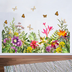 昆尚跨境貨源花草綠葉蝴蝶花藤牆貼客廳臥室兒童房裝飾貼畫KS6790