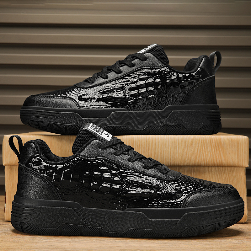 Sports for autumn new low cut crocodile texture personalized fashionable casual fashion s, men's thick soled board_voghion.com