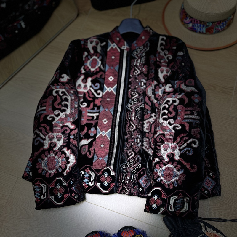 复古文艺感真丝丝绒重工刺绣外套南油秋季新品新中式国风工厂批发|undefined