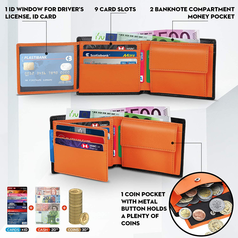 Fuente de la fábrica cartera de hojas sueltas cortas de los hombres RFID primera capa billetera de piel de vaca Amazon cartera multi-tarjeta