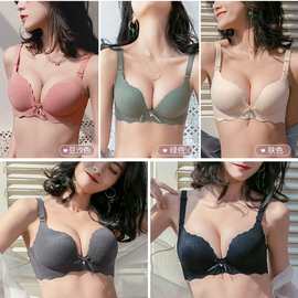 多啦a加厚文胸女聚拢小胸舒适透气无痕收副乳防下垂无钢圈文胸罩