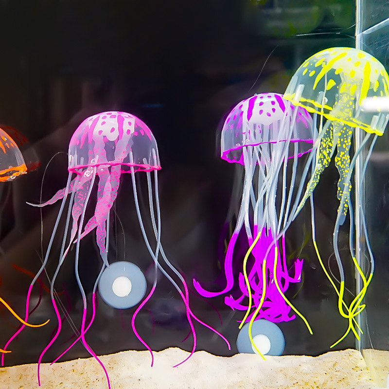 Decoraciones para acuarios, plantas acuáticas artificiales, medusas simuladas suaves, adornos flotantes de medusas para acuarios, nuevos adornos de medusas de silicona