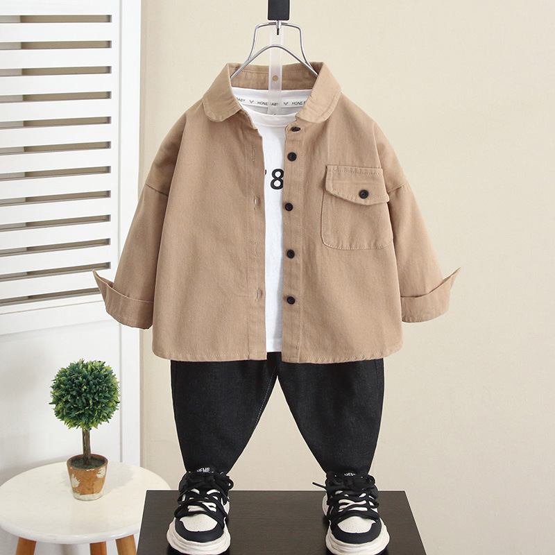 6269 Chaqueta de otoño para niños 2025 primavera y otoño nuevo estilo rebeca delgada para niños bebé hermosa camisa de manga larga marea