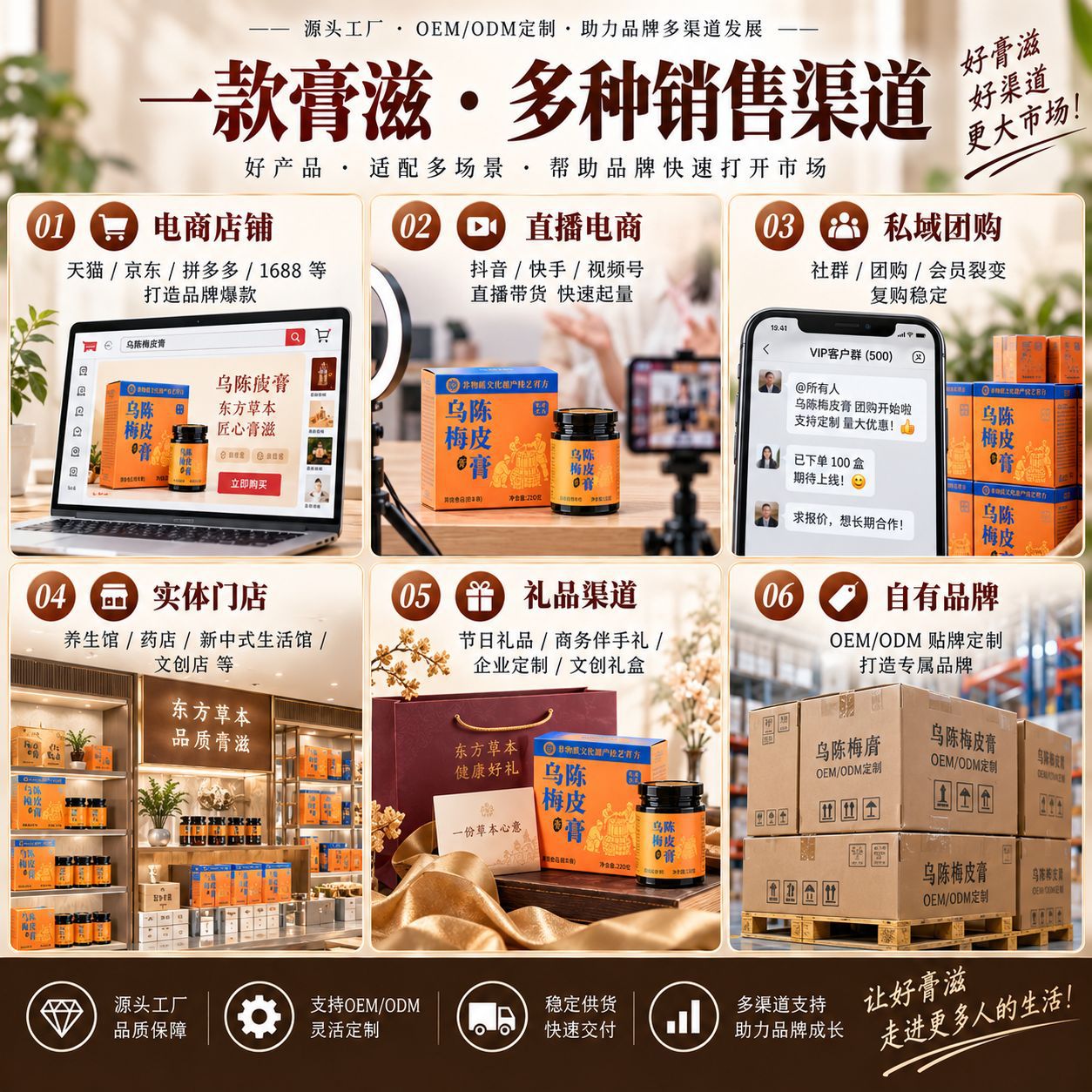 Wu Mei Chen Pi Gao (Dark Plum & Aged Tangerine Peel Herbal Paste) — Ready-to-Eat Herbal Paste, 220g Jar in use
