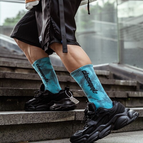 Tie-dye socks mid-calf women's high-cut sports cotton socks trendy men's basketball socks wholesale