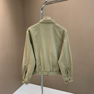 93003小马刺绣美式复古翻领夹克外套女简约休闲拉链工装宽松上衣