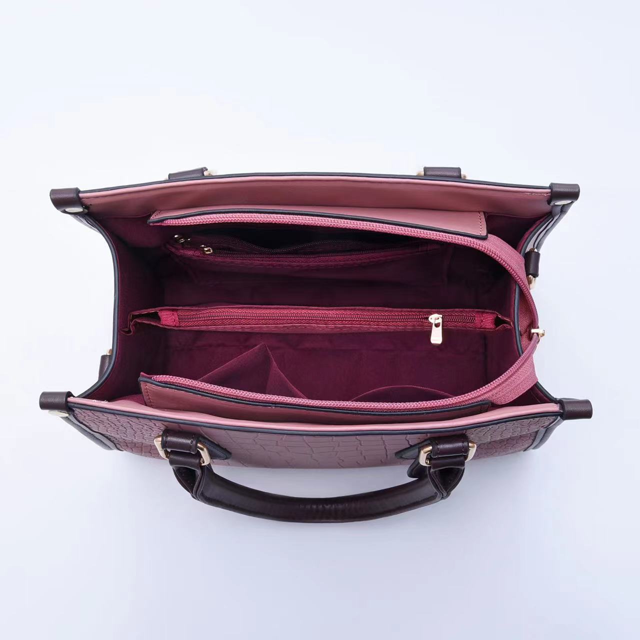 Vintage Style Style Women's Large Pu Leather Solid Color Crocodile Vintage Style Zipper Bag Sets Handbag