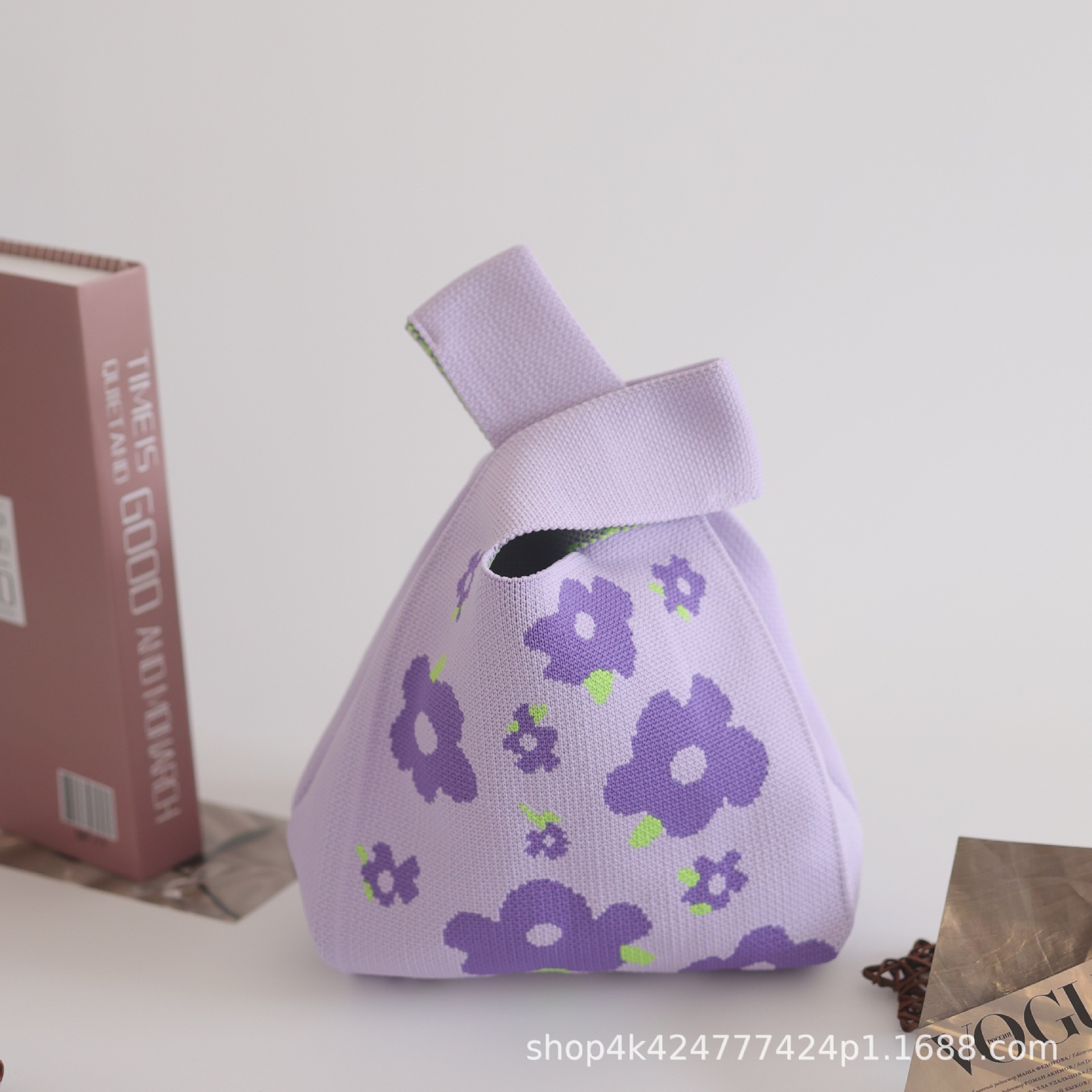 INS bolso de celebridad de Internet bolso de cubo de lana de punto para mujer bolso de mano casual bolso de mano de estilo japonés y coreano bolsa de Almuerzo