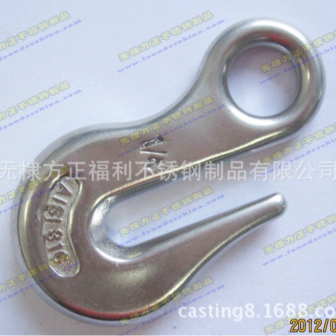 工厂供应不锈钢304、316材质的吊装索具配件 眼形滑钩各种货钩