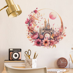 新款FX-F603浪漫花朵葉子城堡花環臥室客廳門貼牆貼紙批發自粘