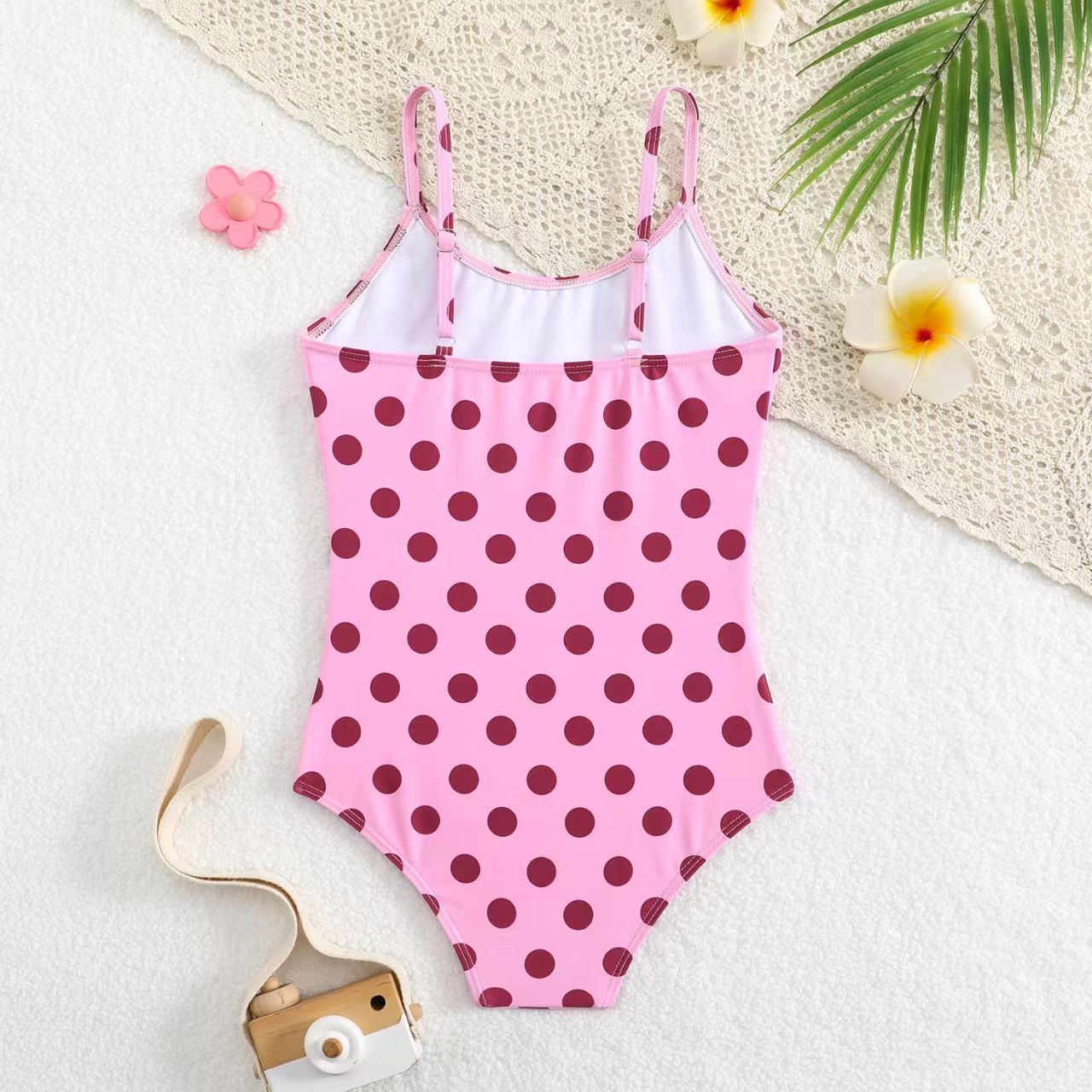 Flickornas baddräkt med tryck och halterneck för stranden_voghion.com