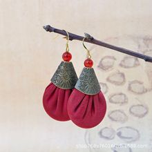 纯手工925银防过敏香云纱耳环耳饰古典风旗袍配饰耳环民族风耳坠