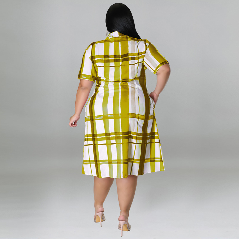 Plus Size Damen Karohemd Kurzarm Freizeit Bluse Oberteil_voghion.com