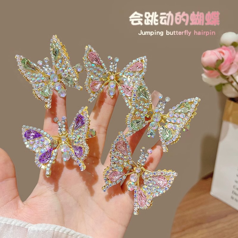 Niños diamante mariposa clip de cabello se moverá clip de cabello para niñas lateral frangeo clip clip de estilo antiguo clip de ropa china