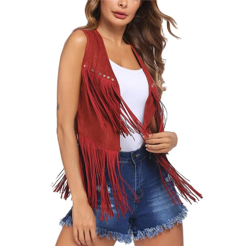Cross-Border European and American Nazhada Amazon Jacket for Women, Faux Suede Mid-Length Vest Cardigan
