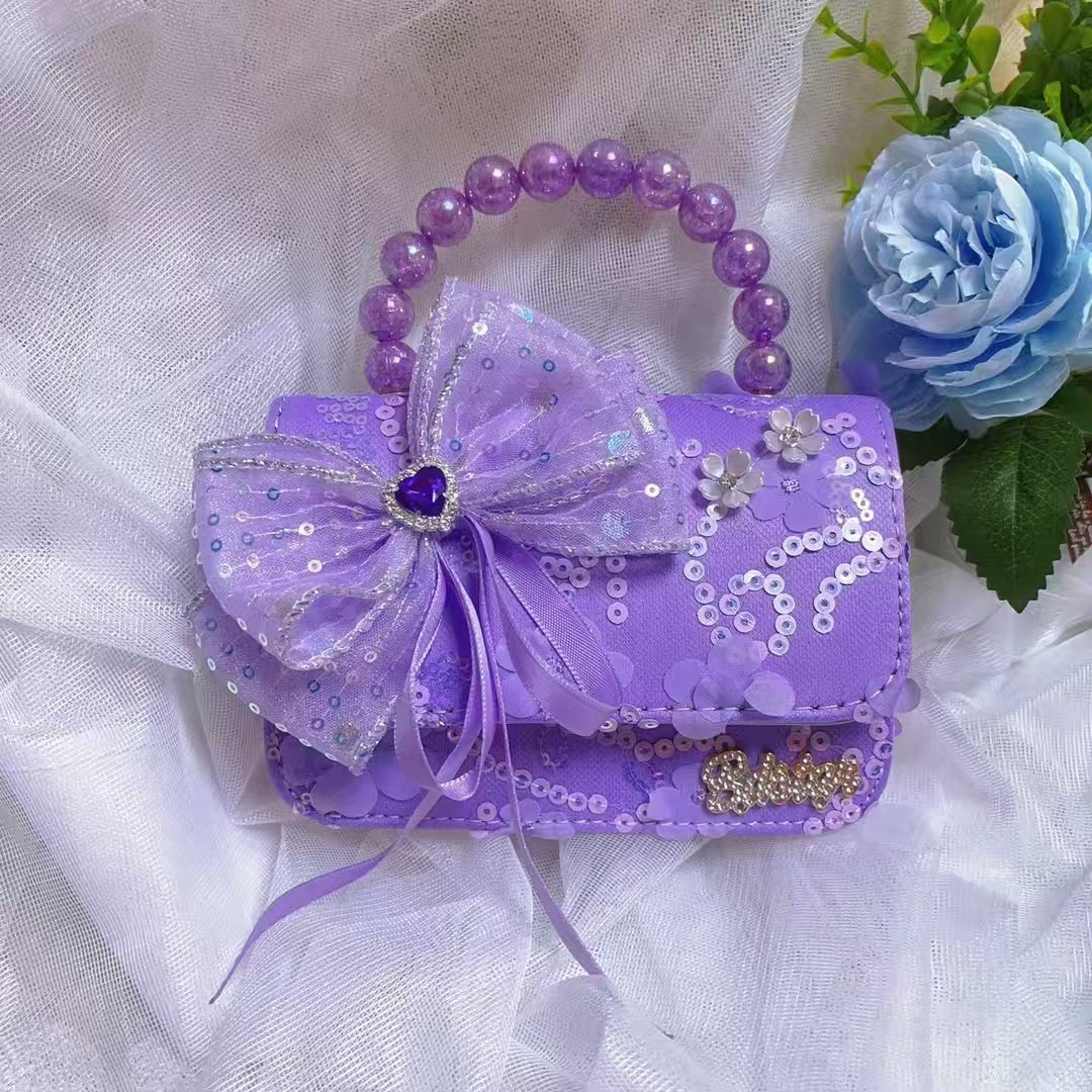 Bolso de mano de perlas bolso de princesa arco bolso de hombro de Año Nuevo bolso de cadena bolso de niños de viento fragante