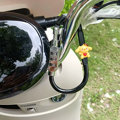 Password Lock Motorcycle Scooter | Helmet lock - large-black-resin-sitting-dog