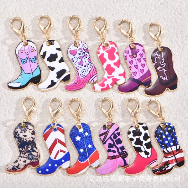 Cross-border Western Cowboy Style Colorful Boot Keychain Alloy Simple Fashion Accessory Pendant Wholesale