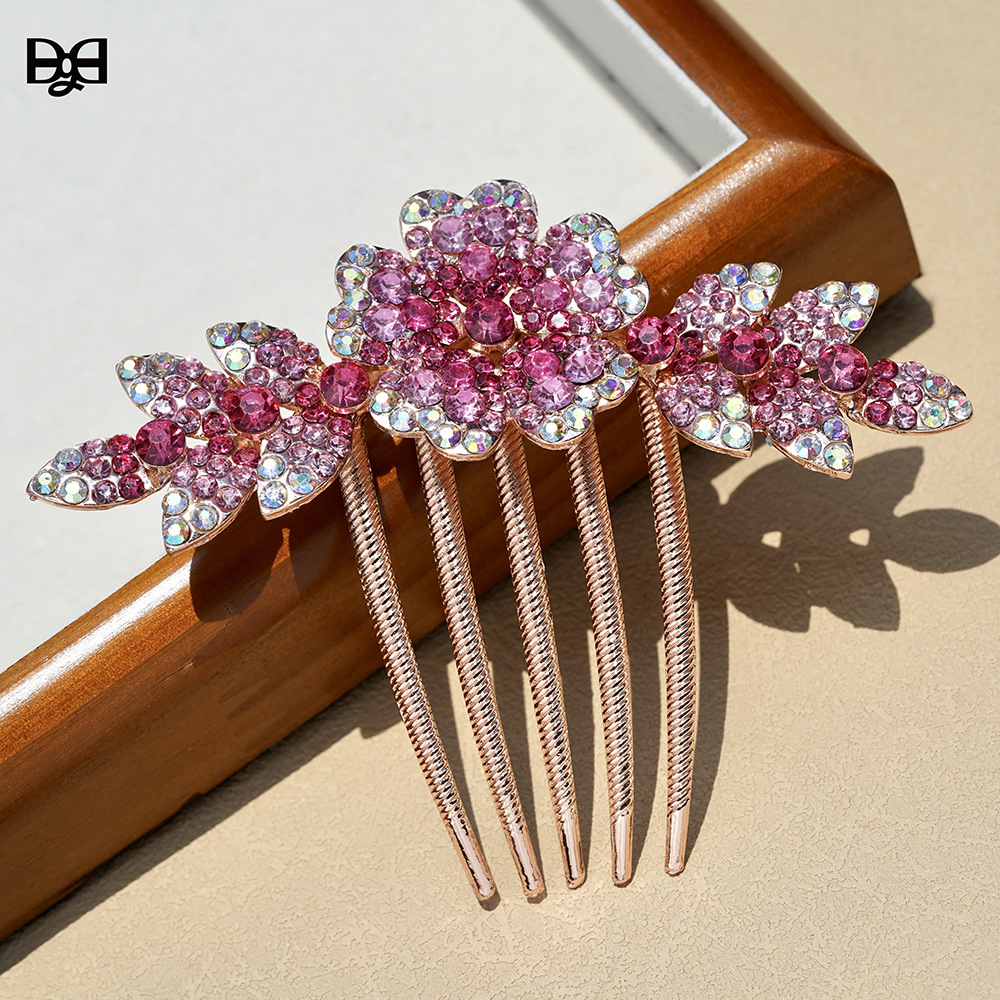 Hair comb floral water diamond hair clip mom's style hair accessory elegant updo hairpiece alloy comb high-end decoration hair pin