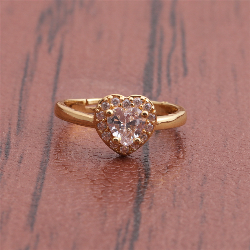 Fashion Heart-shaped Copper Gold-plated Micro-inlaid Zircon Open Ring display picture 9