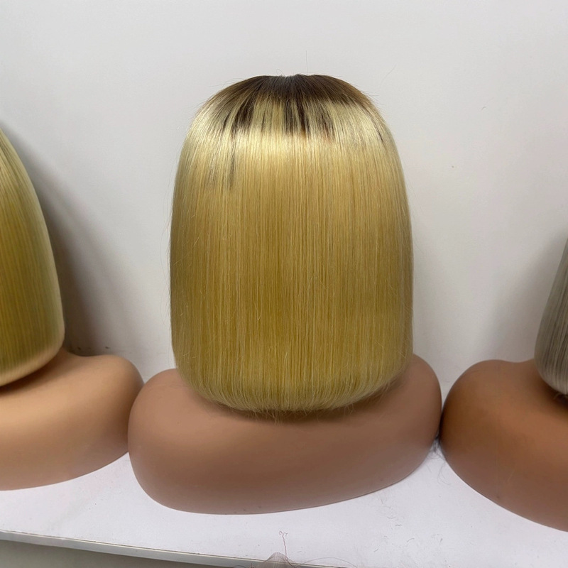 Cross-Border Special Price Human Hair 13X4 4/613Blonde Lace Bob Wigs for Black Women